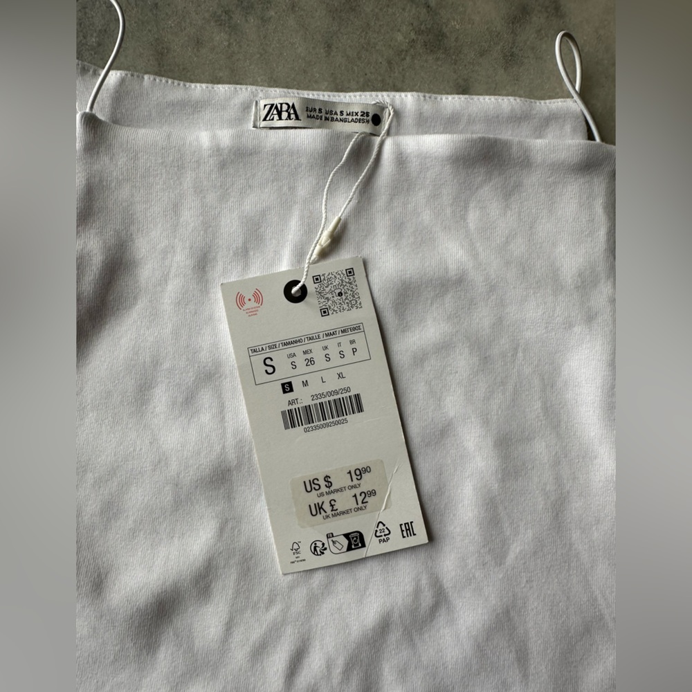 Zara White Square Neck Tank Top Sz Small NWT - Picture 2 of 3